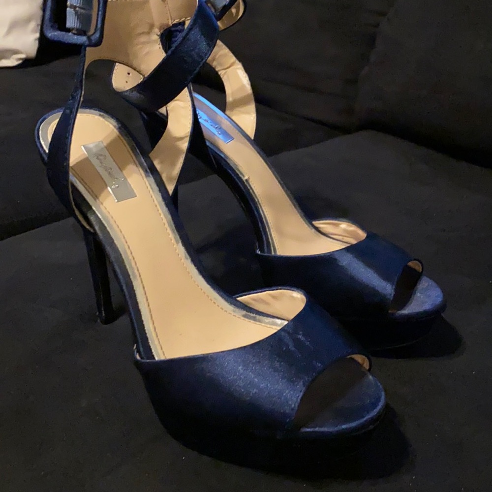 Blue satin heel